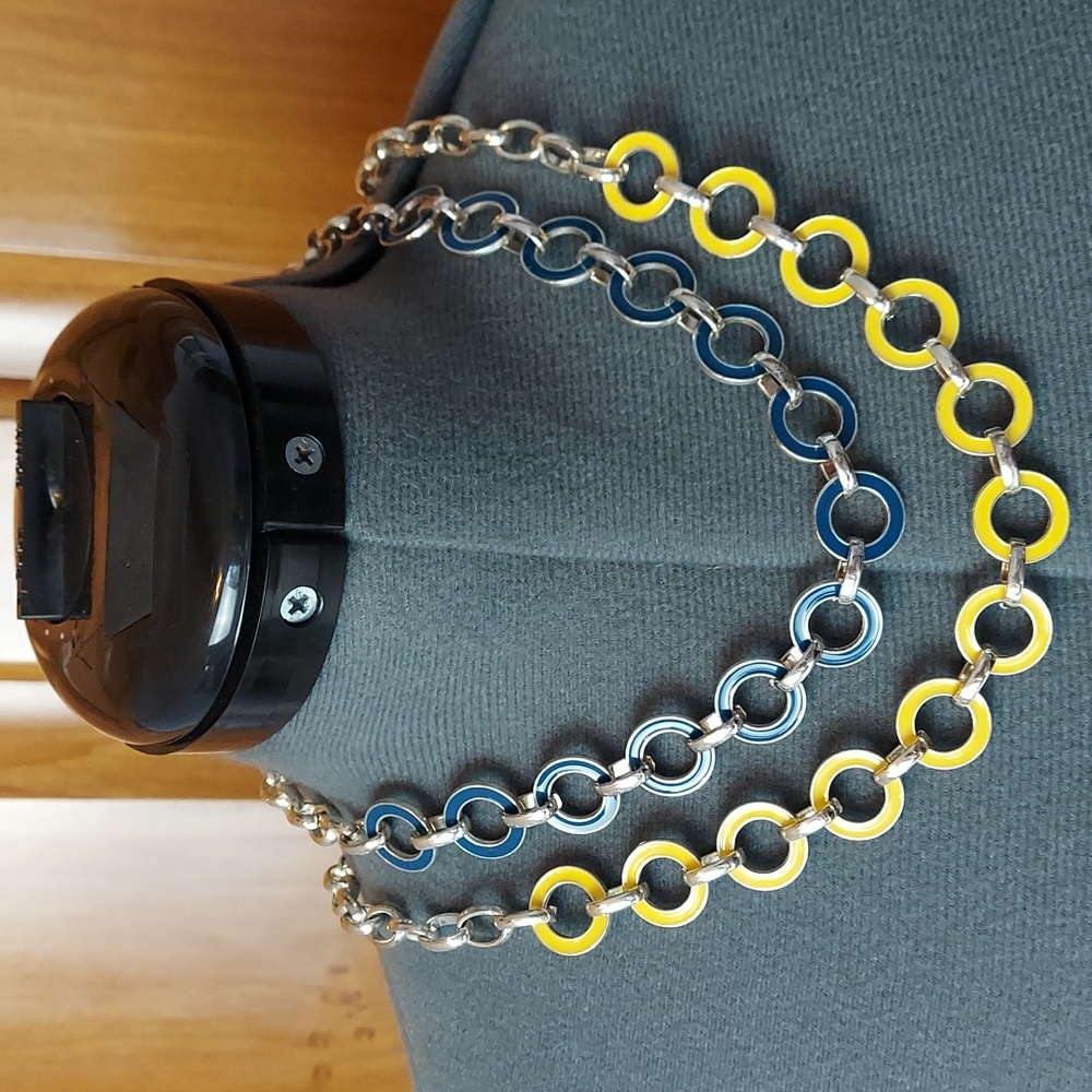 * Two Silver Link Costume Retro Statement Necklac… - image 1